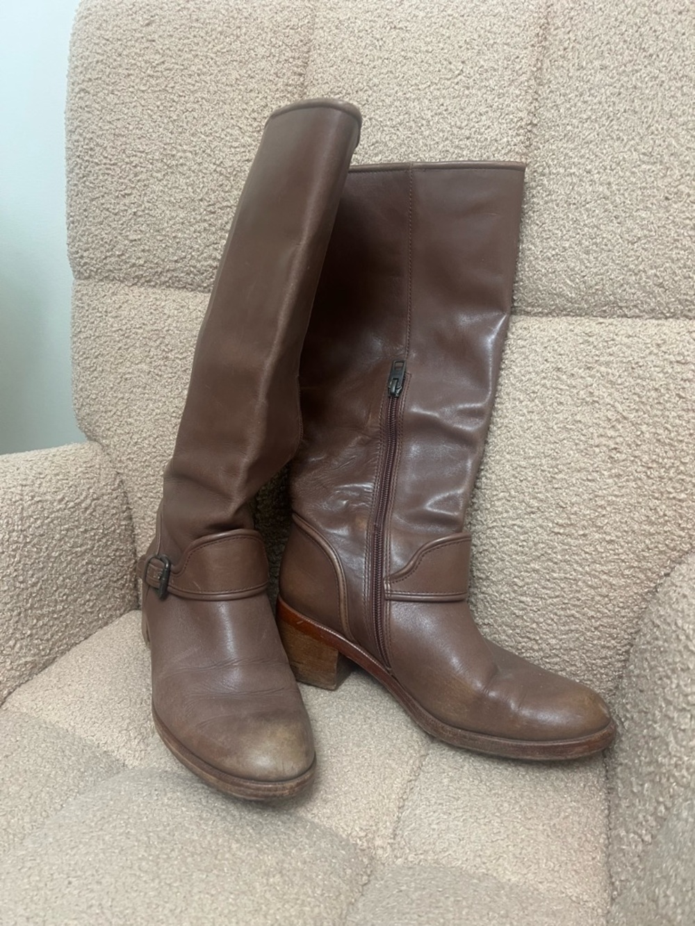 Coach Brown Leather Knee-High Heeled Riding Boots